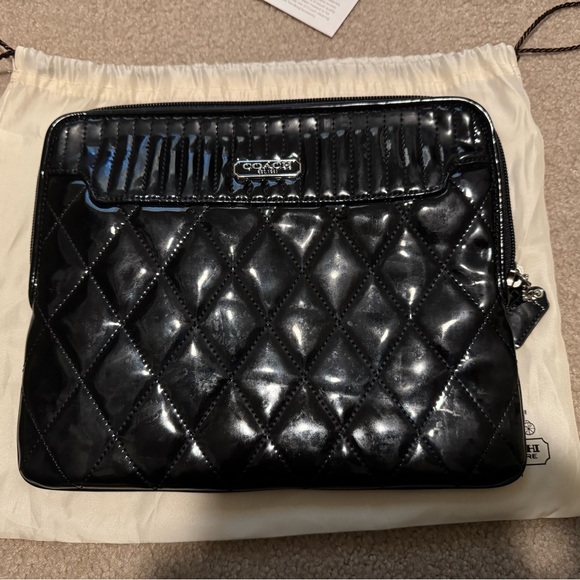 Coach Handbags - Coach Black Poppy Liquid Glass Clutch or Tech Case